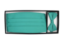 Load image into Gallery viewer, Satine Teal Bow Tie & Cummerbund Set - Ferrecci USA