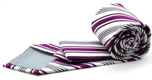 Load image into Gallery viewer, Mens Dads Classic Fuchsia Striped Pattern Business Casual Necktie & Hanky Set D-10 - Ferrecci USA