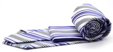Load image into Gallery viewer, Mens Dads Classic Purple Striped Pattern Business Casual Necktie & Hanky Set D-12 - Ferrecci USA