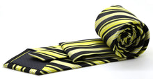 Load image into Gallery viewer, Mens Dads Classic Black Striped Pattern Business Casual Necktie & Hanky Set D-3 - Ferrecci USA