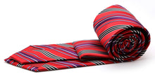 Load image into Gallery viewer, Mens Dads Classic Red Striped Pattern Business Casual Necktie & Hanky Set D-5 - Ferrecci USA