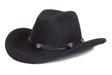 Load image into Gallery viewer, Black Crushable Wool Western Dakota Cowboy Hat - Ferrecci USA