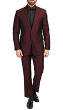 Load image into Gallery viewer, Mens Daxson Burgundy Slim Fit Shawl Collar 3pc Tuxedo - Ferrecci USA