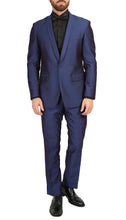 Load image into Gallery viewer, Mens Daxson Navy Slim Fit Shawl Collar 3pc Tuxedo - Ferrecci USA