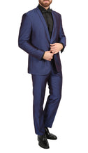 Load image into Gallery viewer, Mens Daxson Navy Slim Fit Shawl Collar 3pc Tuxedo - Ferrecci USA