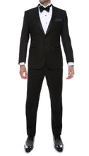 Load image into Gallery viewer, Debonair Black Slim Fit Peak Lapel 2 Piece Tuxedo Suit Set - Tux Blazer and Pants - Ferrecci USA