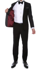 Load image into Gallery viewer, Debonair Black Slim Fit Peak Lapel 2 Piece Tuxedo Suit Set - Tux Blazer and Pants - Ferrecci USA