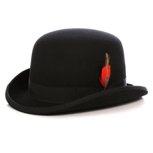 Load image into Gallery viewer, Premium Wool Black Derby Bowler Hat - Ferrecci USA