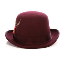 Load image into Gallery viewer, Premium Wool Burgundy Derby Bowler Hat - Ferrecci USA
