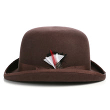Load image into Gallery viewer, Premium Wool Chocolate Brown Derby Bowler Hat - Ferrecci USA