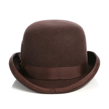 Load image into Gallery viewer, Premium Wool Chocolate Brown Derby Bowler Hat - Ferrecci USA