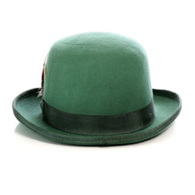 Load image into Gallery viewer, Premium Wool Hunter Green Derby Bowler Hat - Ferrecci USA