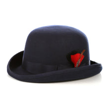 Load image into Gallery viewer, Premium Wool Navy Blue Derby Bowler Hat - Ferrecci USA