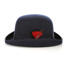 Load image into Gallery viewer, Premium Wool Navy Blue Derby Bowler Hat - Ferrecci USA