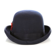 Load image into Gallery viewer, Premium Wool Navy Blue Derby Bowler Hat - Ferrecci USA