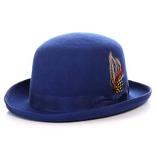 Load image into Gallery viewer, Premium Wool Royal Blue Derby Bowler Hat - Ferrecci USA