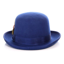 Load image into Gallery viewer, Premium Wool Royal Blue Derby Bowler Hat - Ferrecci USA
