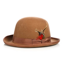 Load image into Gallery viewer, Premium Wool Tan Derby Bowler Hat - Ferrecci USA