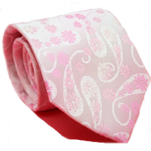 Load image into Gallery viewer, Mens Dads Classic Pink Floral Pattern Business Casual Necktie & Hanky Set DF-3 - Ferrecci USA