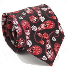 Load image into Gallery viewer, Mens Dads Classic Red Floral Pattern Business Casual Necktie & Hanky Set DF-7 - Ferrecci USA