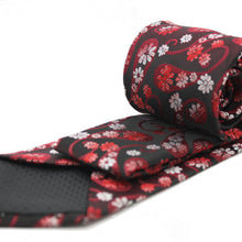 Load image into Gallery viewer, Mens Dads Classic Red Floral Pattern Business Casual Necktie & Hanky Set DF-7 - Ferrecci USA