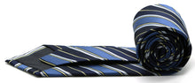 Load image into Gallery viewer, Mens Dads Classic Navy Striped Pattern Business Casual Necktie & Hanky Set DO-1 - Ferrecci USA