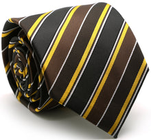 Load image into Gallery viewer, Mens Dads Classic Green Striped Pattern Business Casual Necktie & Hanky Set DO-3 - Ferrecci USA