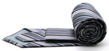 Load image into Gallery viewer, Mens Dads Classic Grey Striped Pattern Business Casual Necktie & Hanky Set DO-4 - Ferrecci USA