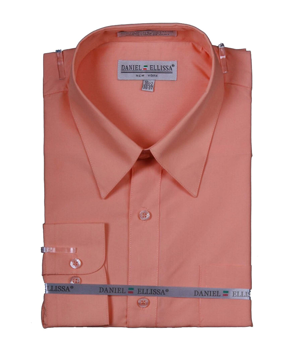 Men's Basic Dress Shirt with Convertible Cuff -Color Peach Suit Studio Men's Basic Dress Shirt with Convertible Cuff -Color Peach Suit Studio