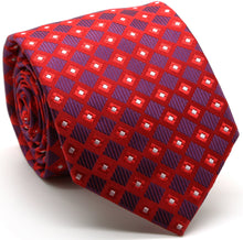 Load image into Gallery viewer, Mens Dads Classic Red Geometric Pattern Business Casual Necktie & Hanky Set E-10 - Ferrecci USA