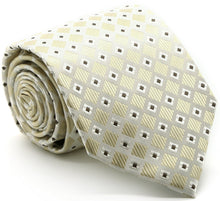 Load image into Gallery viewer, Mens Dads Classic Beige Geometric Pattern Business Casual Necktie & Hanky Set E-2 - Ferrecci USA