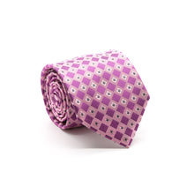 Load image into Gallery viewer, Mens Dads Classic Fuchsia Geometric Pattern Business Casual Necktie & Hanky Set E-5 - Ferrecci USA