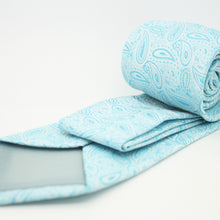 Load image into Gallery viewer, Mens Dads Classic Blue Paisley Pattern Business Casual Necktie & Hanky Set E-1 - Ferrecci USA