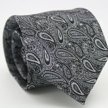Load image into Gallery viewer, Mens Dads Classic Black Paisley Pattern Business Casual Necktie & Hanky Set EF-2 - Ferrecci USA
