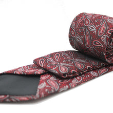 Load image into Gallery viewer, Mens Dads Classic Red Paisley Pattern Business Casual Necktie & Hanky Set EF-3 - Ferrecci USA