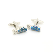 Load image into Gallery viewer, Silvertone Blue Wave Cuff Links With Jewelry Box - Ferrecci USA
