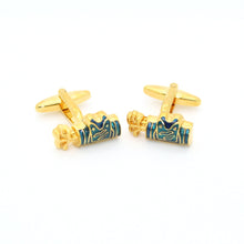 Load image into Gallery viewer, Goldtone Blue Wave Cuff Links With Jewelry Box - Ferrecci USA