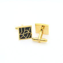 Load image into Gallery viewer, Goldtone Black Crackle Cuff Links With Jewelry Box - Ferrecci USA