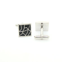 Load image into Gallery viewer, Silvertone Black Crackle Cuff Links With Jewelry Box - Ferrecci USA