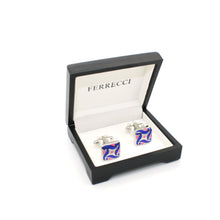 Load image into Gallery viewer, Silvertone Purple Swirl Cuff Links With Jewelry Box - Ferrecci USA