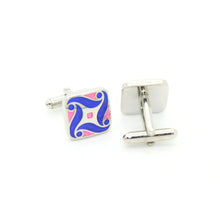 Load image into Gallery viewer, Silvertone Purple Swirl Cuff Links With Jewelry Box - Ferrecci USA