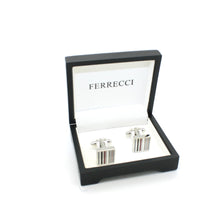 Load image into Gallery viewer, Silvertone Stripe Cuff Links With Jewelry Box - Ferrecci USA