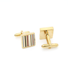 Load image into Gallery viewer, Goldtone Stripe Cuff Links With Jewelry Box - Ferrecci USA