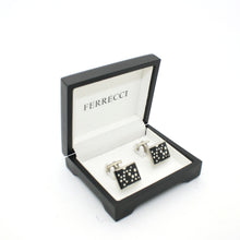 Load image into Gallery viewer, Silvertone Black Dot Design Cuff Links With Jewelry Box - Ferrecci USA