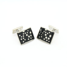 Load image into Gallery viewer, Silvertone Black Dot Design Cuff Links With Jewelry Box - Ferrecci USA