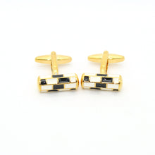 Load image into Gallery viewer, Goldtone Black & White Cuff Links With Jewelry Box - Ferrecci USA