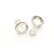 Load image into Gallery viewer, Silvertone Round Gold Lining Rectangle Cuff Links With Jewelry Box - Ferrecci USA