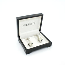 Load image into Gallery viewer, Silvertone Dice Cuff Links With Jewelry Box - Ferrecci USA