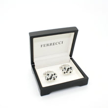 Load image into Gallery viewer, Silvertone Black White Oval Cuff Links With Jewelry Box - Ferrecci USA