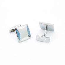 Load image into Gallery viewer, Silvertone Sky Blue Cuff Links With Jewelry Box - Ferrecci USA